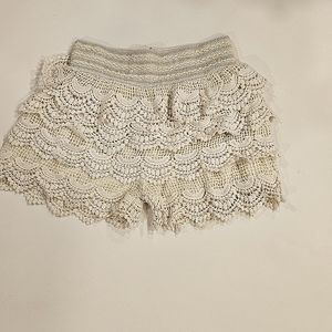 Crochet lined Swim Cover-up short Blue Island